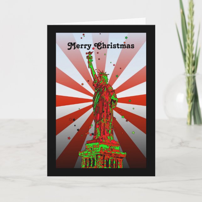 Psychedelic NYC: Statue of Liberty Christmas #2 Holiday Card (Front)