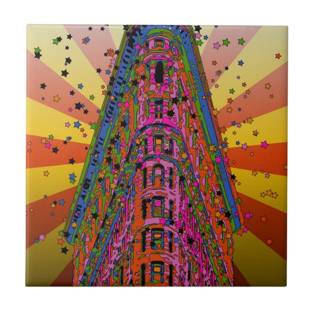 Psychedelic NYC - Top of the Flatiron Building A2 Tile (Front)