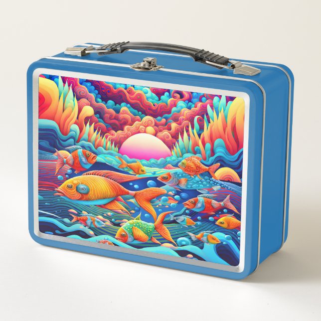 Psychedelic Ocean  Metal Lunch Box (Front)