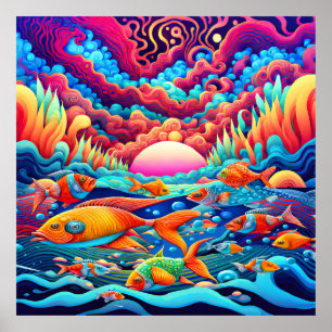 Psychedelic Ocean  Poster