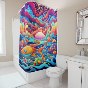 Psychedelic Ocean  Shower Curtain