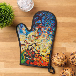 Psychedelic Oven Mitt and Pot Holders