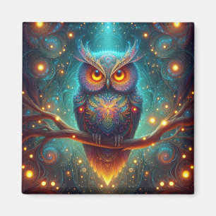 Psychedelic Owl in a Cosmic Forest Magnet