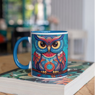 Psychedelic Owls version 3 Mug