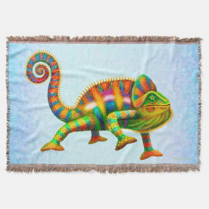 Psychedelic Panther Chameleon Throw Blanket