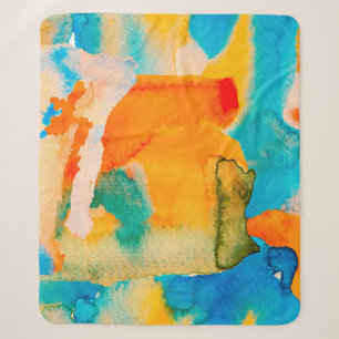 Psychedelic Paper. Classic Blue and Lush Lava Red  Sherpa Blanket
