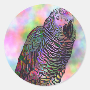 Psychedelic Parrot Classic Round Sticker
