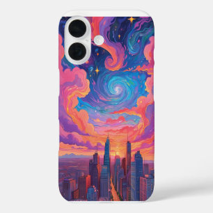 Psychedelic pastel sky cityscape phone case