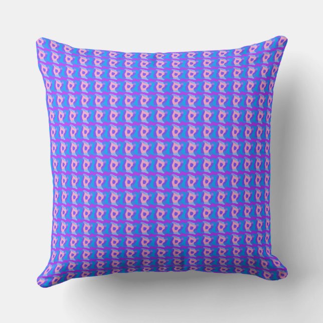 Psychedelic Patchwork Pink Blue Purple 3 Cushion (Back)