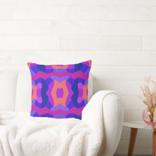 Psychedelic Patchwork Purple Pink Orange Cushion