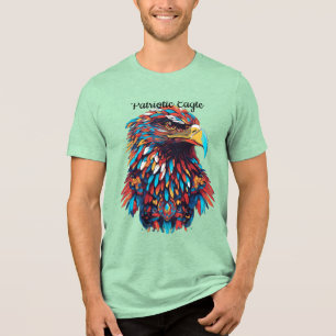 Psychedelic Patriotic Eagle T-Shirt Design Tri-Blend Shirt