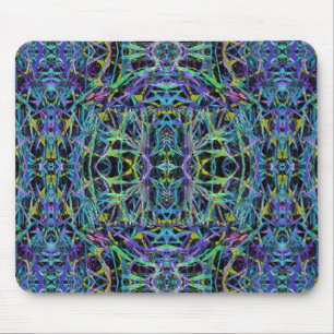 Psychedelic Pattern in Green, Purple and Black Mouse Pad