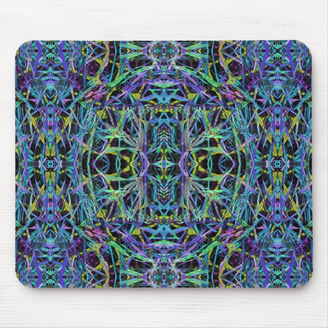 Psychedelic Pattern in Green, Purple and Black Mouse Pad (Front)