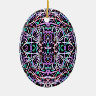 Psychedelic Pattern in Pink Ceramic Ornament