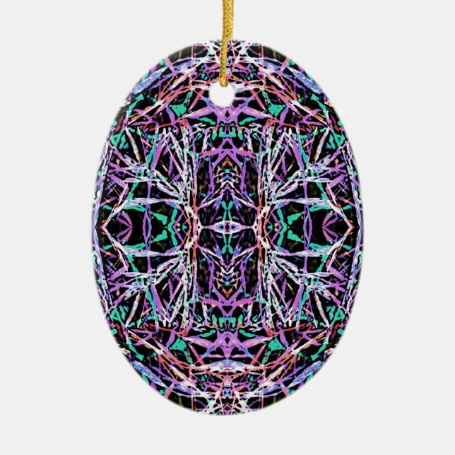 Psychedelic Pattern in Pink Ceramic Ornament (Front)