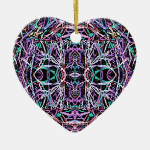 Psychedelic Pattern in Pink Ceramic Ornament