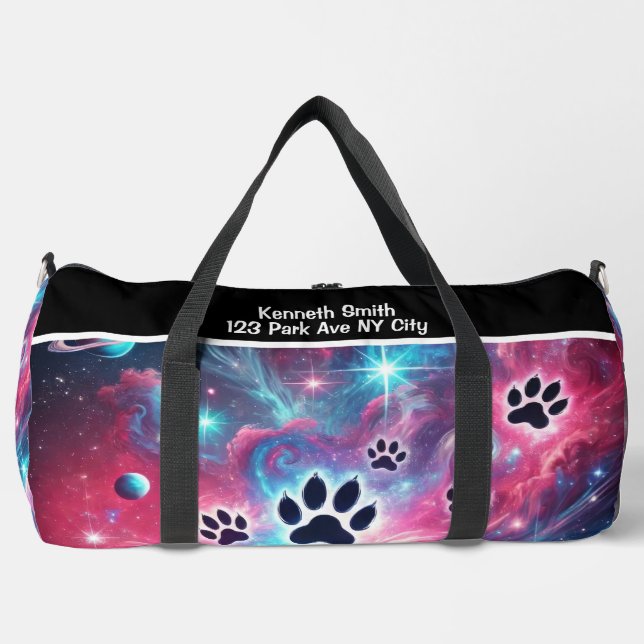 Psychedelic Paw Print Pet Adventure Monogram  Duffle Bag (Front)