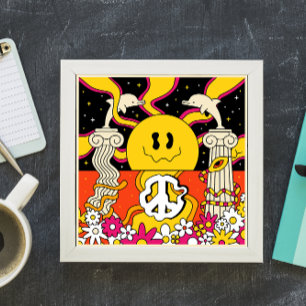 Psychedelic Peace and Dolphins Poster