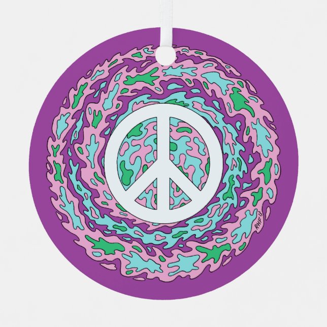 Psychedelic Peace Ceramic Ornament (Front)