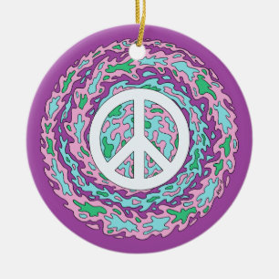 Psychedelic Peace Ceramic Ornament