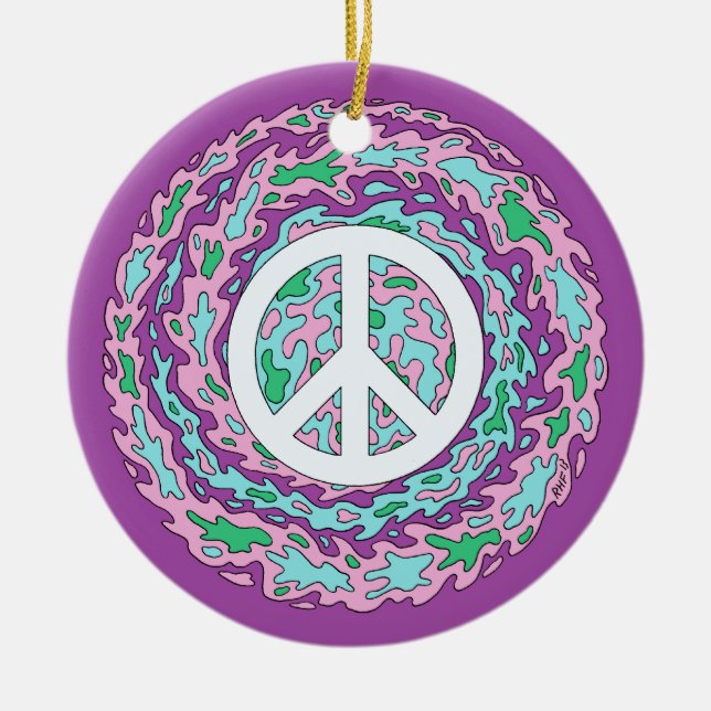 Psychedelic Peace Ceramic Ornament (Front)