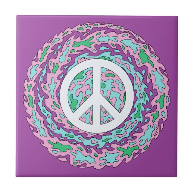 Psychedelic Peace Ceramic Tile (Front)