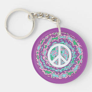 Psychedelic Peace Key Ring