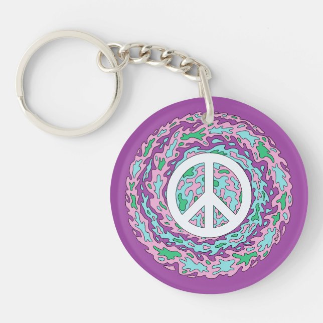Psychedelic Peace Key Ring (Front)