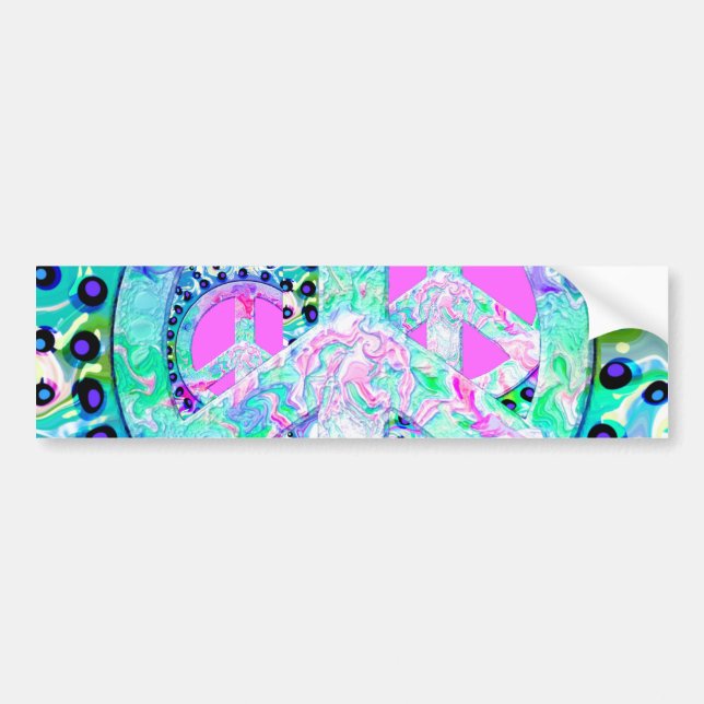Psychedelic Peace Sign Abstract Bumper Sticker (Front)