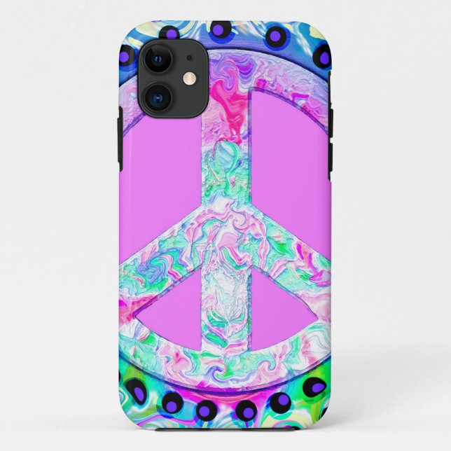 Psychedelic Peace Sign Abstract Case-Mate iPhone Case (Back)