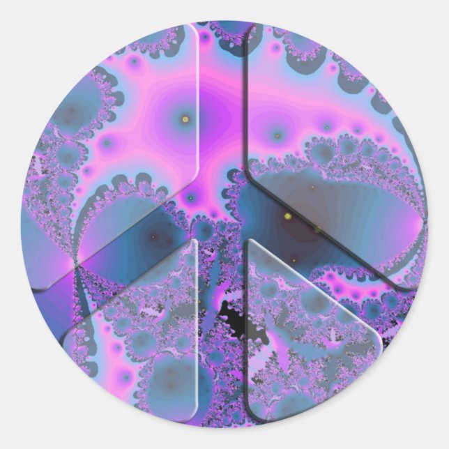 psychedelic peace sign classic round sticker (Front)
