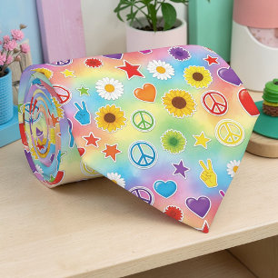 Psychedelic Peace Sign Custom Necktie Tie