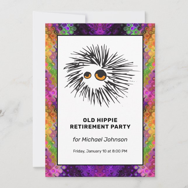 Psychedelic Peace Sign Hippie Retirement Party Invitation (Front)