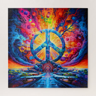 Psychedelic Peace Sign Jigsaw Puzzle