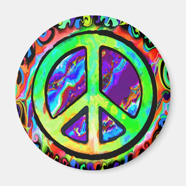 Psychedelic Peace Sign Magnet (Front)
