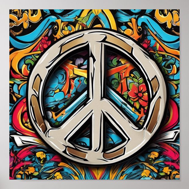 Psychedelic Peace Sign T-Shirt (Front)