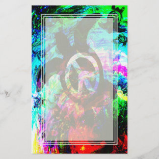 Psychedelic Peace Turtle Blank Stationery