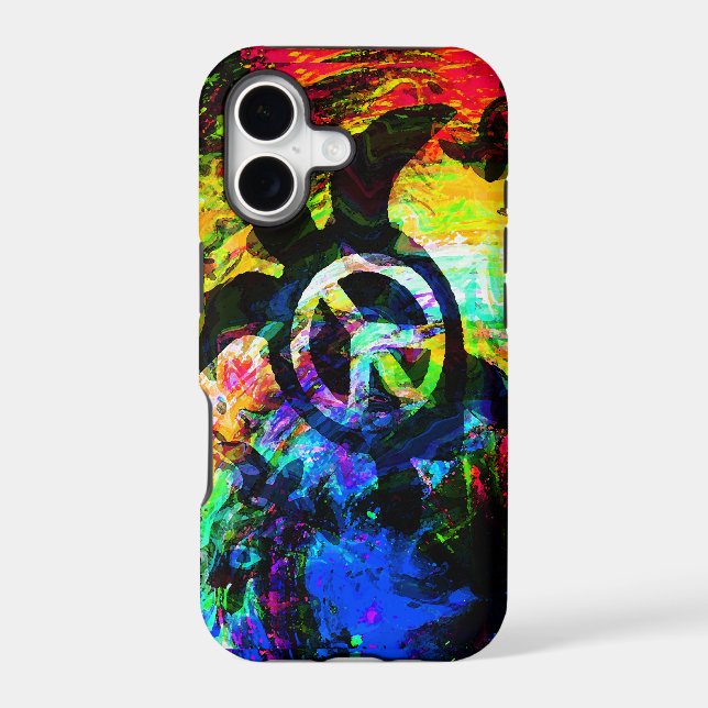Psychedelic Peace Turtle iPhone Case (Back)