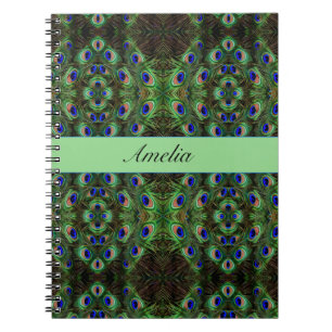 psychedelic peacock customisable notebook