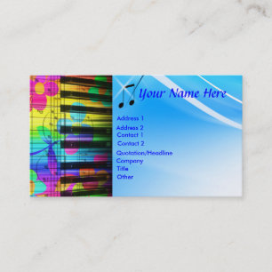 Psychedelic Piano Keyboard and Flowers Business Card