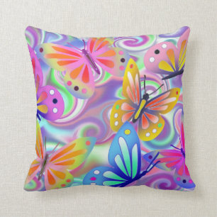 Psychedelic Pink Butterflies Cushion