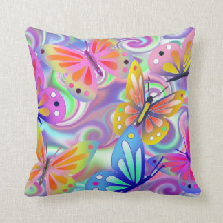 Psychedelic Pink Butterflies Cushion