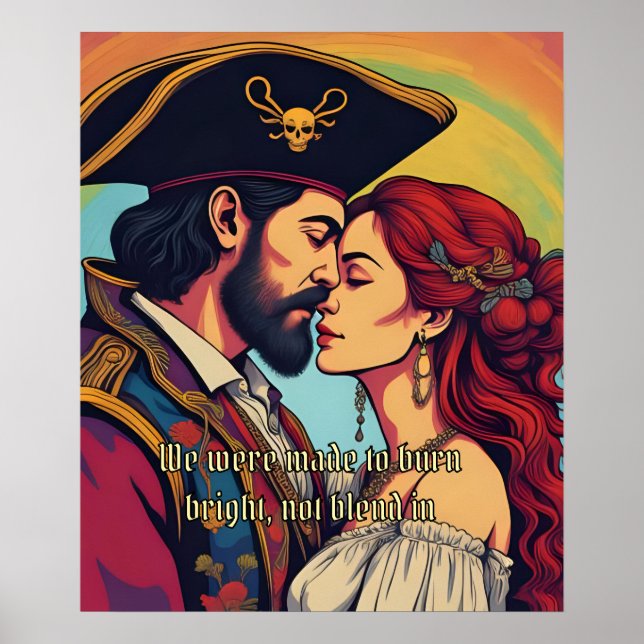 Psychedelic Pirate Couple  – Bold Romance Poster (Front)