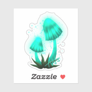 Psychedelic Pixie Cap Glowing Cyan Mushroom Cut