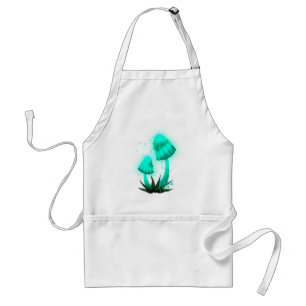 Psychedelic Pixie Cap Glowing Cyan Mushroom Standard Apron