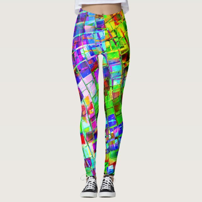 Psychedelic Planet Disco Ball Leggings (Front)