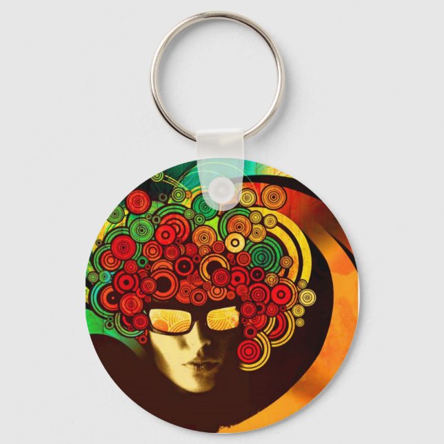 psychedelic pop art key ring (Front)