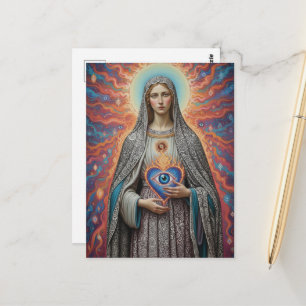 psychedelic Protection From Evil Mary Postcard