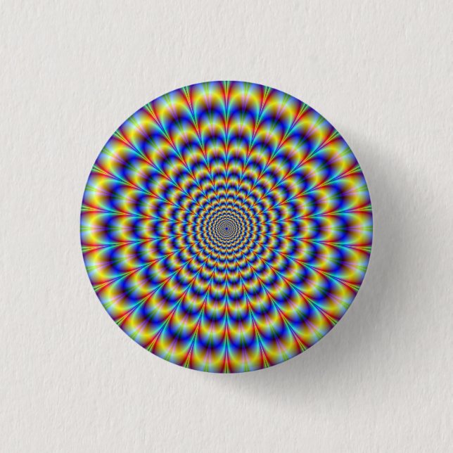 Psychedelic Pulse in Blue and Yellow Button (Front)