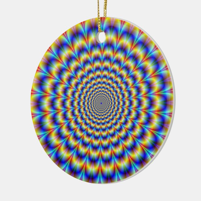 Psychedelic Pulse in Blue and Yellow  Ornament (Left)